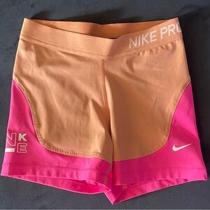 Nike Women's Orange and Pink Pro Shorts